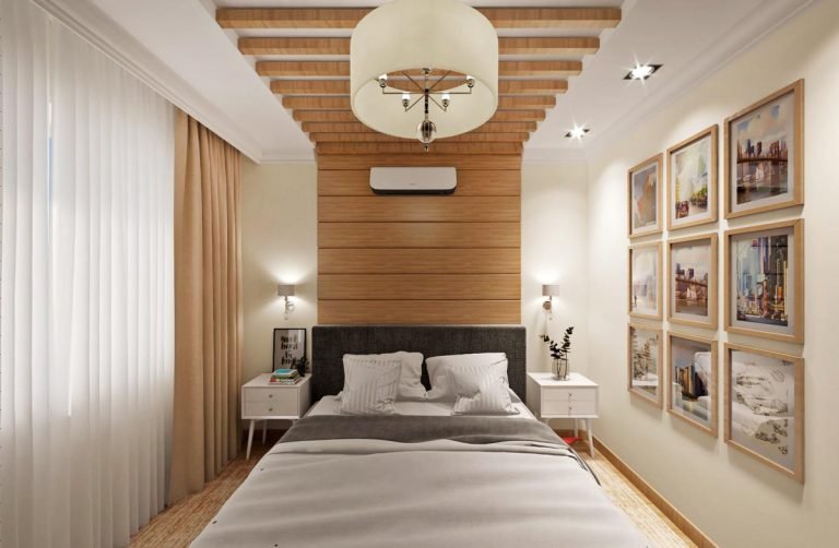 квартира в Гомеле, спальная с деревянными балками на потолке