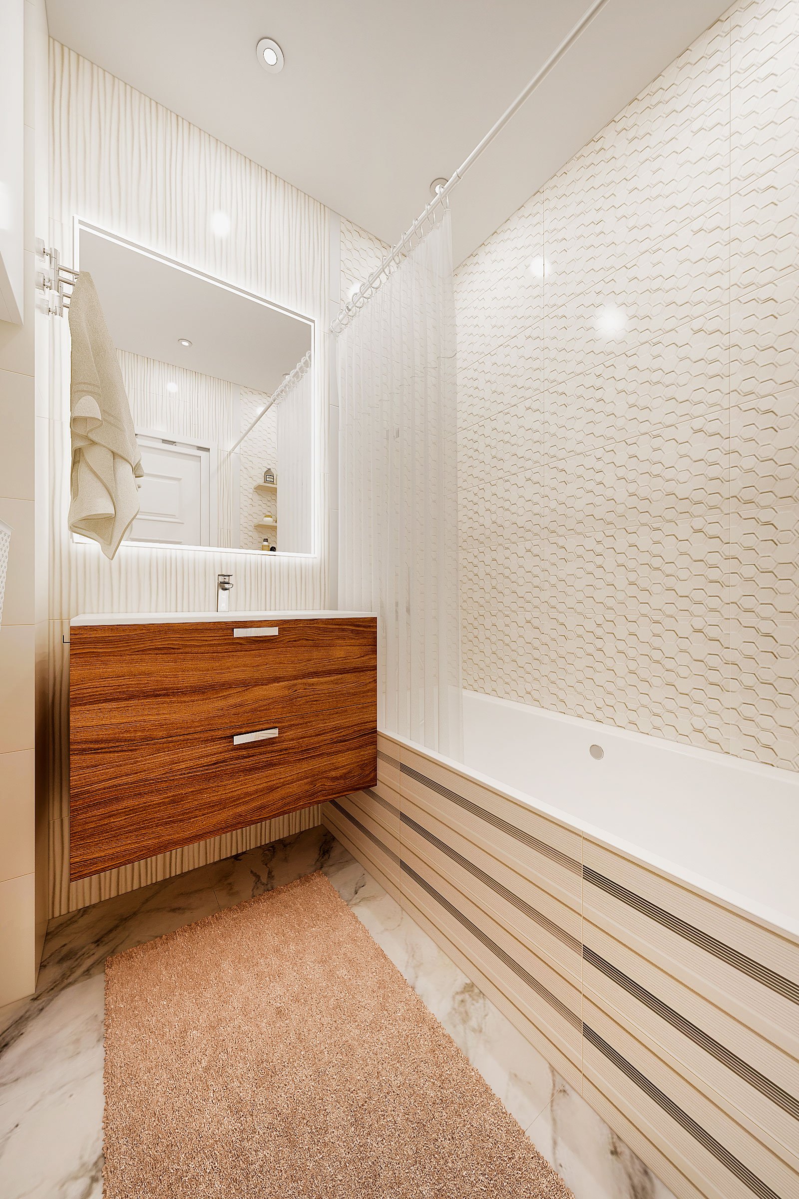 дизайн интерьера ванной в современном стиле, Гомель 2018, фото №3
